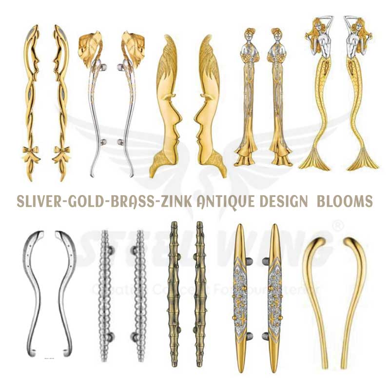 Silver-Gold Antique Blooms Door Handle Manufacturers
