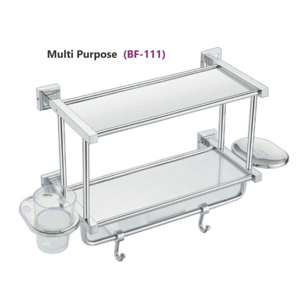 SS Multi Purpose Trolley Glass Shelf Bathroom Accessories