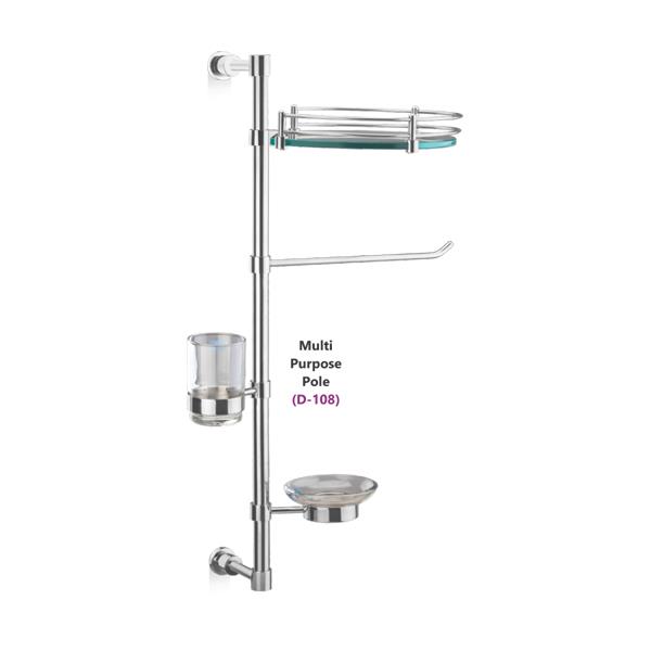 Wall Fitting Multi Purpose Pole Stand with Glass holder Bathroom Accessories