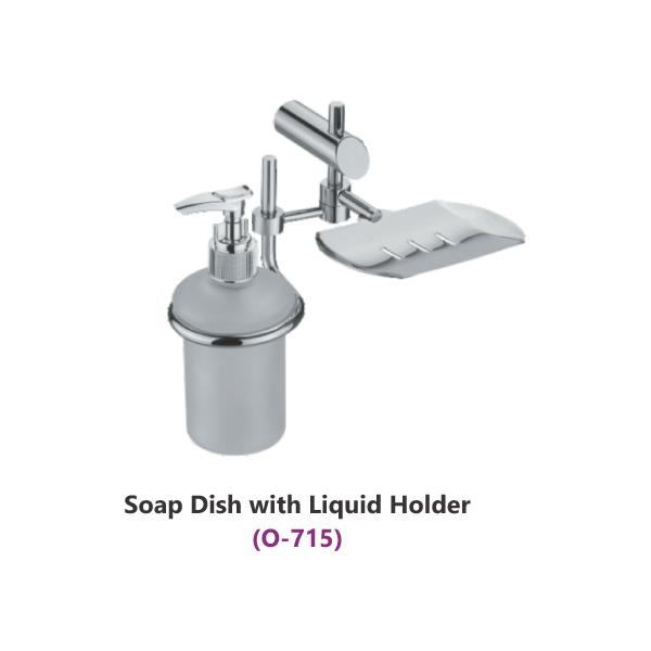 SS Soap Dish With Frosted Liquid Dispenser Holder - Bathroom Accessories Kit