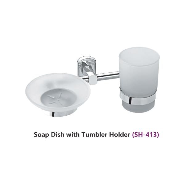 Frosted Soap Dish With Tumbler Holder Wall Concealed Bathroom