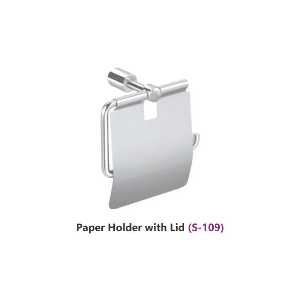 Bath Accessories SS Toilet Roll Holder with Cover - lid