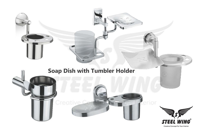 Wall Mounted Liquid Soap Dispenser with Holder - SS Tumbler Holder with Soap Dish Hardware Bathroom Fitting Manufacturer