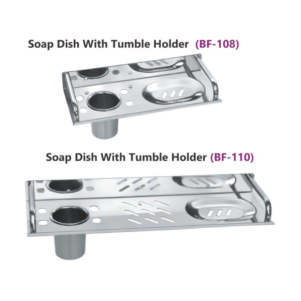 SS Soap Dish with Tumbler Holder Shelf Rack - Wall Mounted Fixed Bathroom Fittings