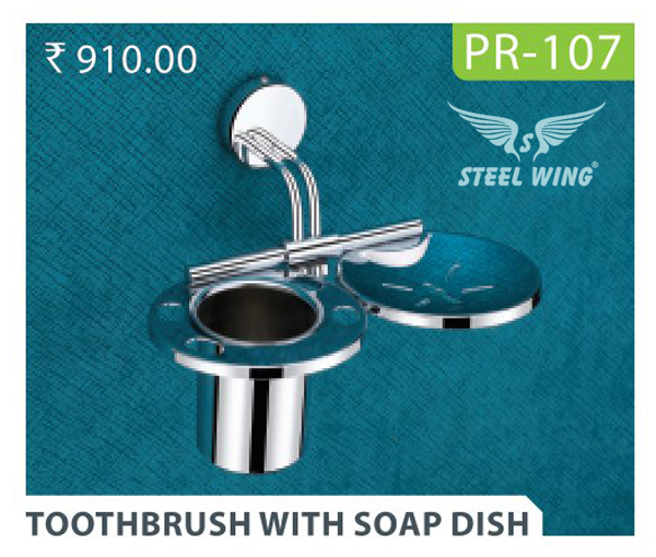 SS Soap Dish with Tumbler Holder - Walll Mounted Bath Fitting