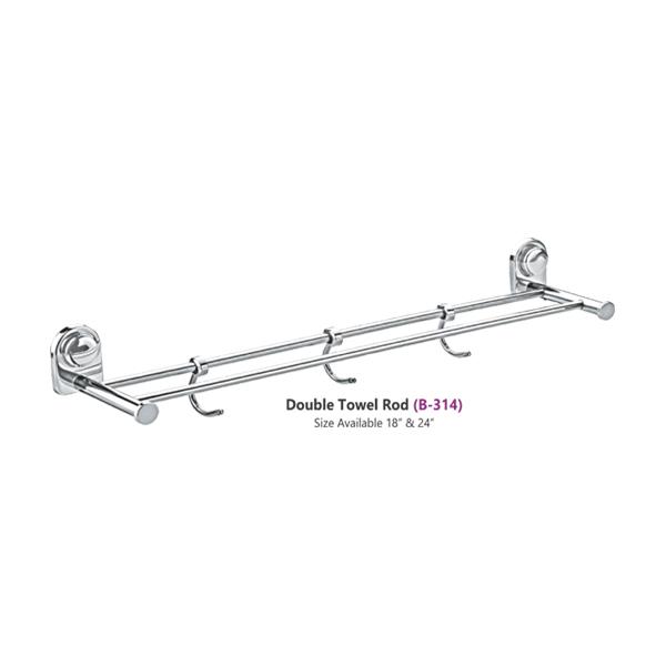 Double Cloth Bar Rack - SS Glossy Cloth Hanging Rail Hook