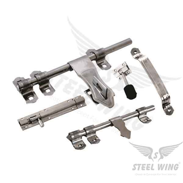 Hardware SS Aldrop Handle with Tower Bolt - Door Stopper - Door Kit Manufacturer - Exporters Rajkot