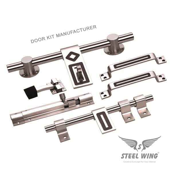 SS Door Kit with Pull  Handle Tower Bolt Door Stopper and Door Fitting Manufacturers Exporters