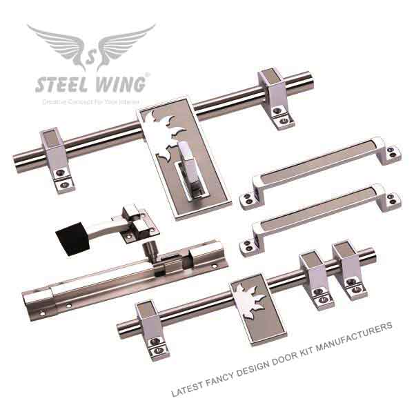 SS Aldrop Design Door Handle with Door Bolt Latch Kit