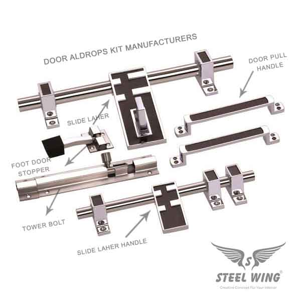 SS White Brass Door Aldrop with Handle Kit