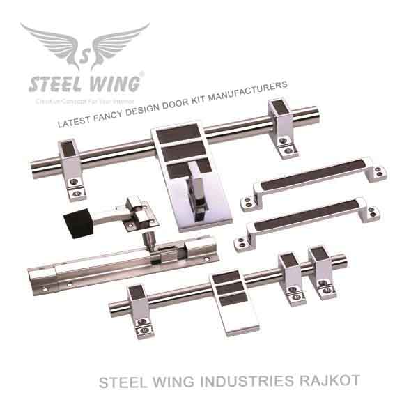 SS Aldrop with Handle - Tower Bolt - Rubber Stopper Door Fitting