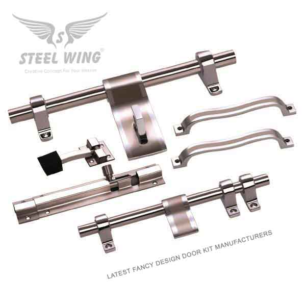 SS Door Aldrop Handle - Tower Bolt - Door Stopper - Kit Set
