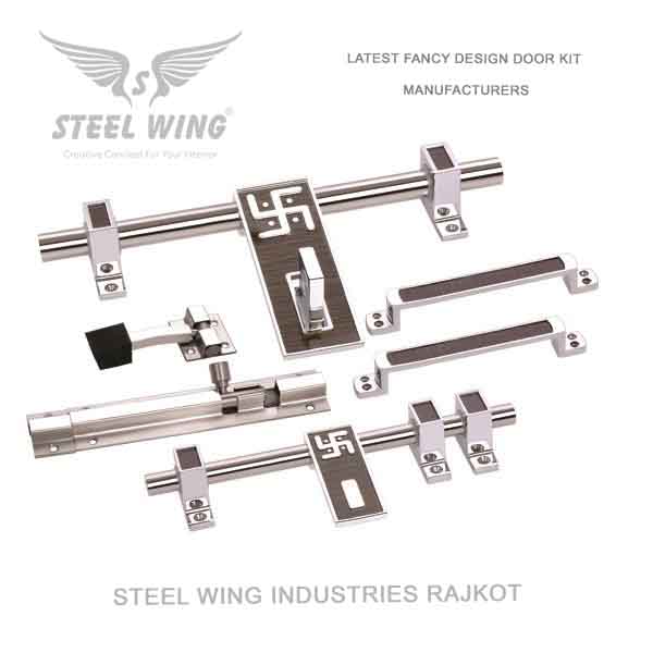 SS Door Aldrop with Handle - Tower Bolt - Stopper - Rubber Stopper