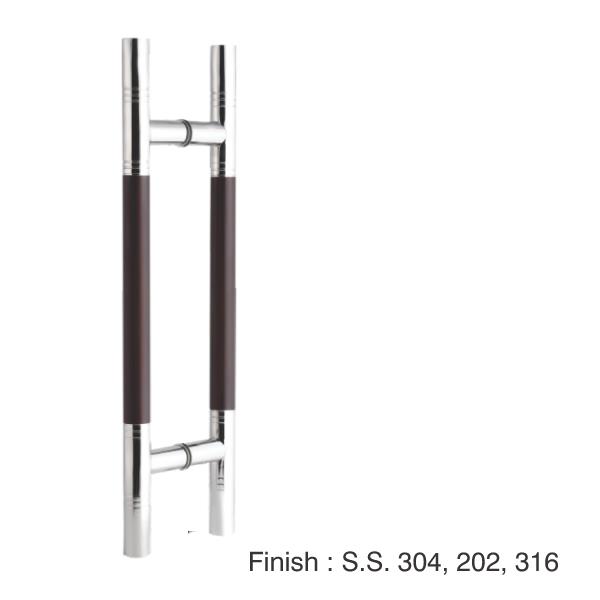 SS Bar Wooden Design Glass Door Pull Handle - Steel Wing